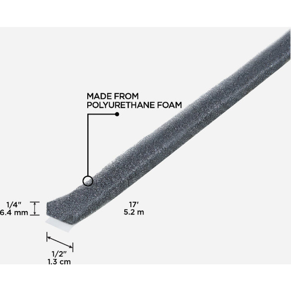 M-D Building Products 1/2" W x 1/4" T x 17' L  Gray Economy Foam Window Seal for Medium Gaps