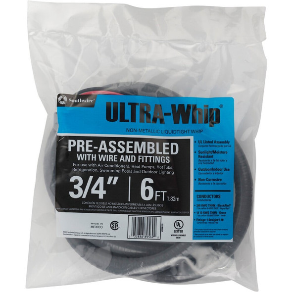 Southwire 6 Ft. x 3-4 In. Flexible Non-Metallic Pre-Wired Whip 55189307 531413