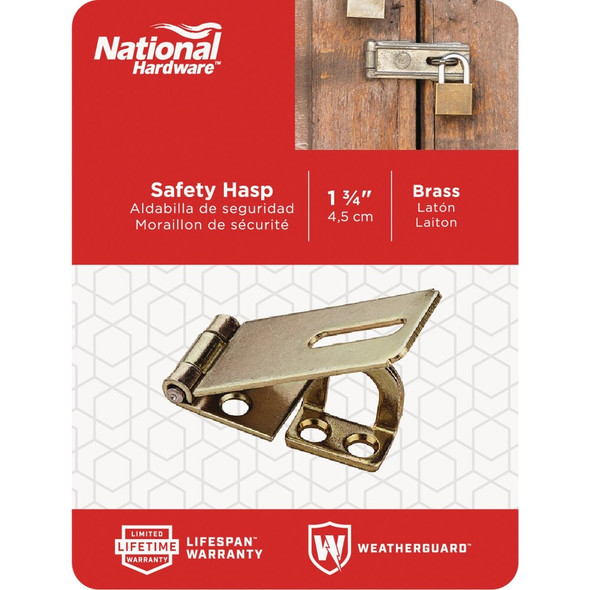 National Hardware 1-3-4 In. Brass Non-Swivel Safety Hasp N102-053 234856