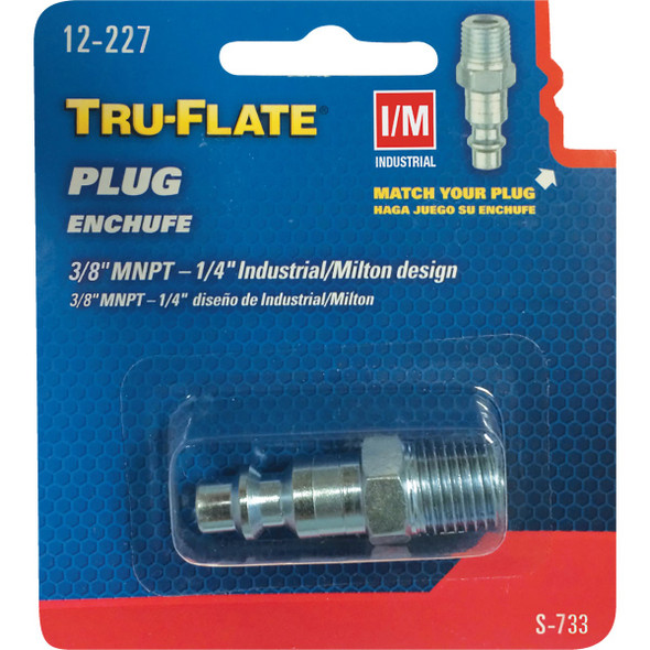 Tru-Flate Industrial/Milton 3/8 In. MNPT Steel Industrial Plug 12-227
