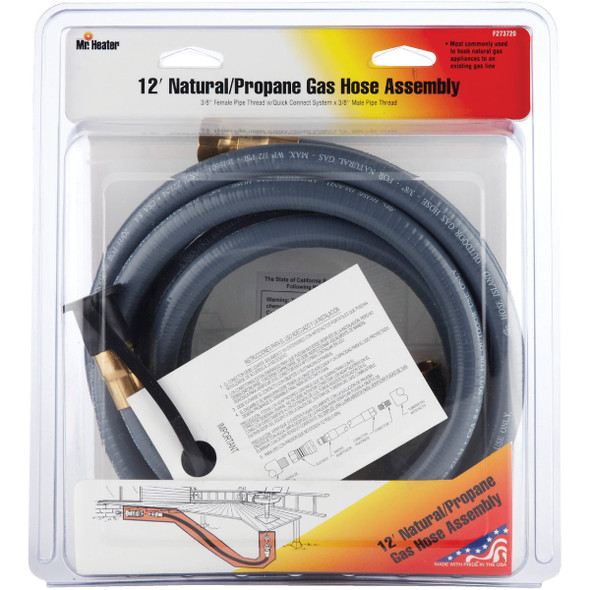 MR. HEATER 12 Ft. 3/8 In. Thermoplastic Natural/Propane Gas Patio Hose Assembly