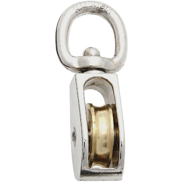 National Hardware 1 In. O.D. Single Swivel Eye No-Rust Rope Pulley N223-370