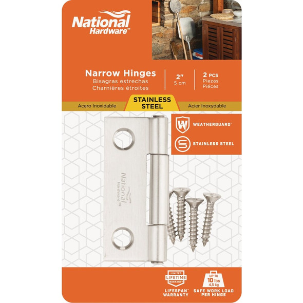 National Hardware 2 In. Stainless Steel Narrow Tight-Pin Hinge (2-Pack) N348-987 240983