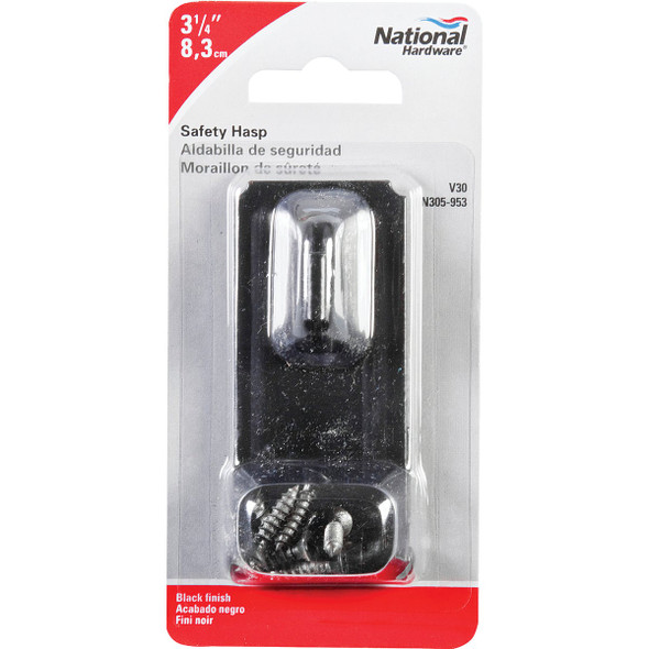 National Hardware 3-1-4 In. Black Non-Swivel Safety Hasp N305-953 200626
