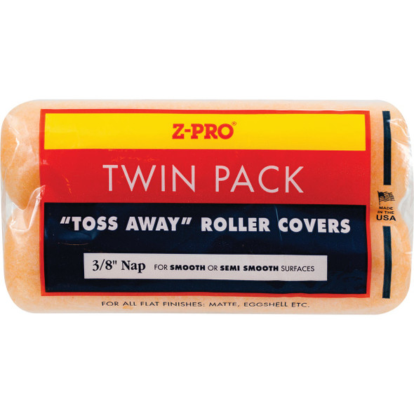 Premier Z-Pro 9 In. x 3/8 In. Toss Away Knit Fabric Roller Cover (2-Pack) 741Z