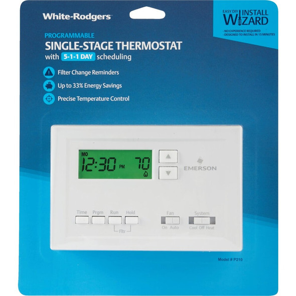 White Rodgers 5-1-1 Day Programmable White Digital Thermostat P210 400779