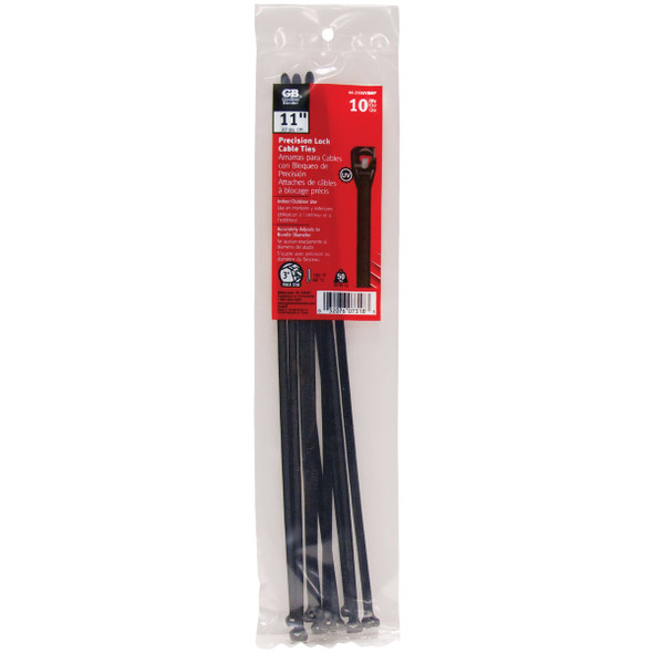 Gardner Bender Precision Lock 11 In. Black Nylon Metal Pawl Cable Tie (10-Pack) Gardner Bender Precision Lock 11 In. Black Nylon Metal Pawl Cable Tie (10-Pack)