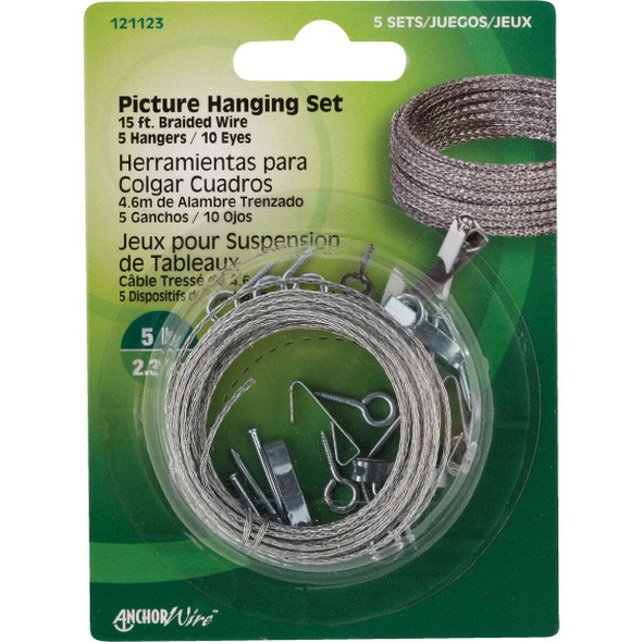 Hillman Anchor Wire 5 Lb. Capacity Picture Hanging Kit 121123 Pack of 10