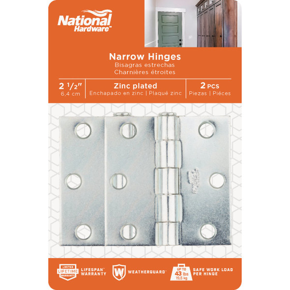 National Hardware 2-1-2 In. Zinc Removable Pin Broad Hinge N195-644 246743