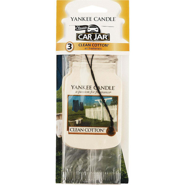 Yankee Candle Car Jar Classic Car Air Freshener, Clean Cotton (3-Pack) 1114305