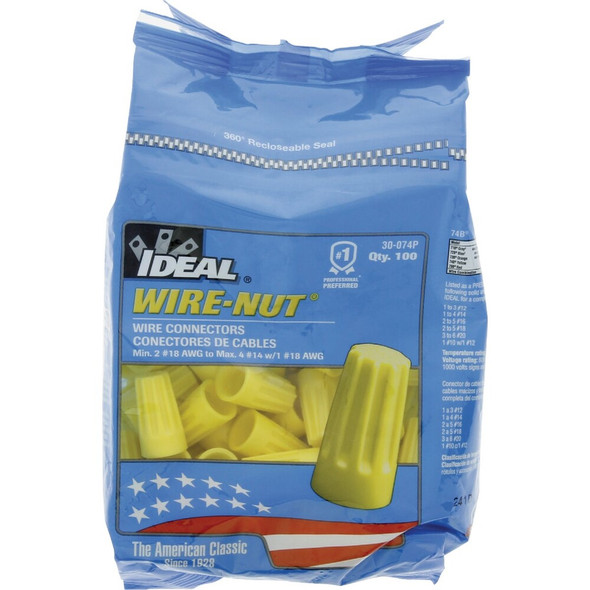 Ideal Wire-Nut Medium Yellow Copper to Copper Wire Connector (100-Pack) 30-074P 514357