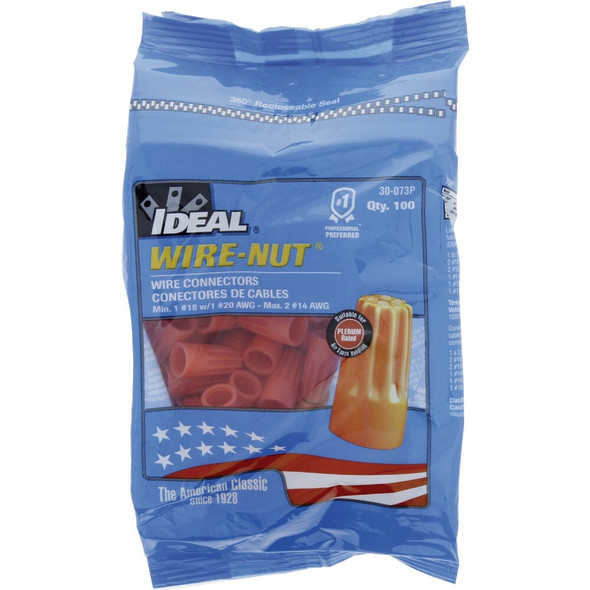 Ideal Wire-Nut Small Orange Copper to Copper Wire Connector (100-Pack) 30-073P 514358