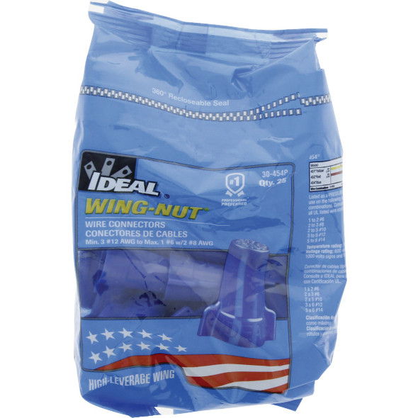 Ideal Wing-Nut Large Blue Copper to Copper Wire Connector (25-Pack) 30-454P 514401