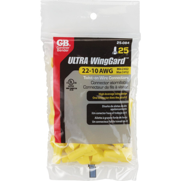 Gardner Bender WingGard Small Yellow 22 AWG to 10 AWG Wire Connector (25-Pack) 25-084 554707