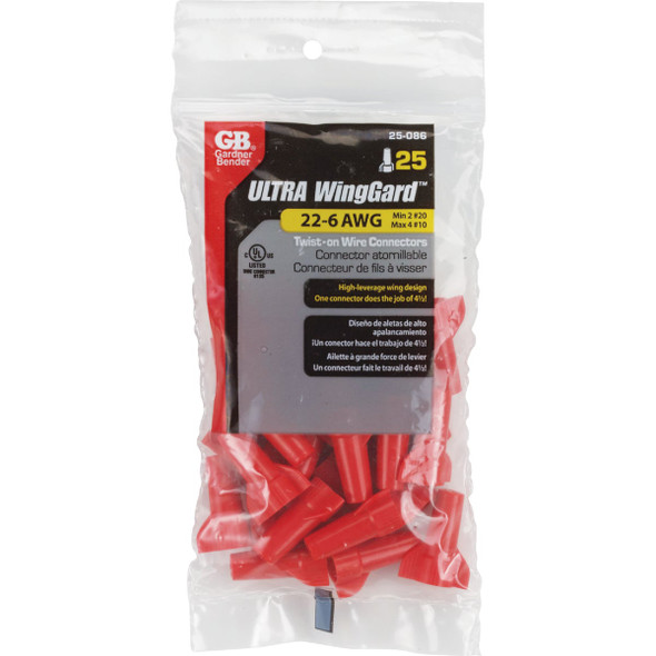 Gardner Bender WingGard Medium Red 22 AWG to 6 AWG Wire Connector (25-Pack) 25-086 554715