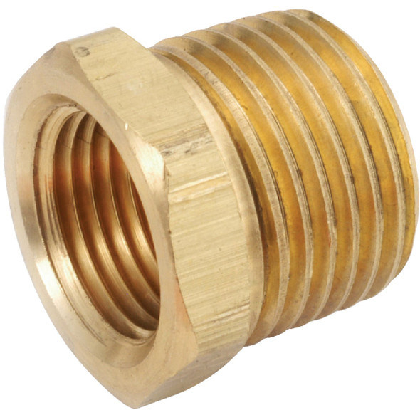 Anderson Metals 3/4 In. MPT x 3/8 In. FPT Yellow Brass Hex Reducing Bushing Anderson Metals 3/4 In. MPT x 3/8 In. FPT Yellow Brass Hex Reducing Bushing