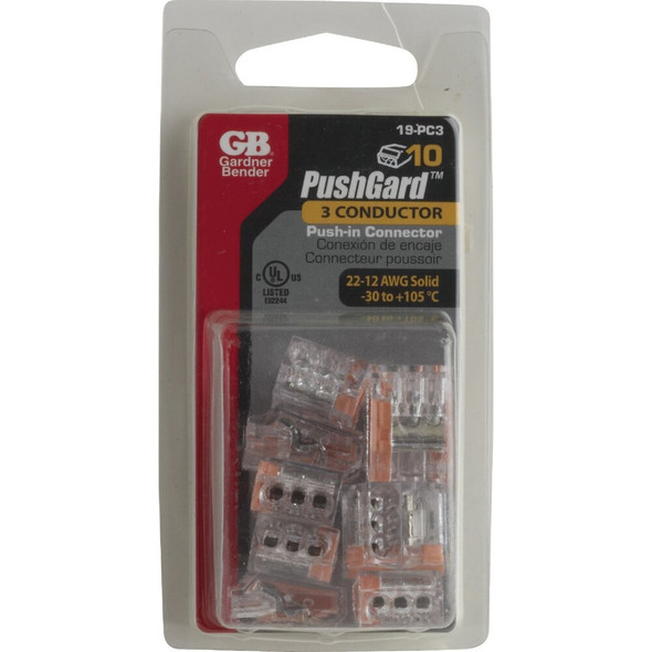 Gardner Bender PushGard 3-Port 600V Push-In Connector (10-Pack) 19-PC3 502165