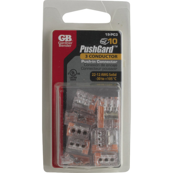 Gardner Bender PushGard 3-Port 600V Push-In Connector (10-Pack) 19-PC3 502165