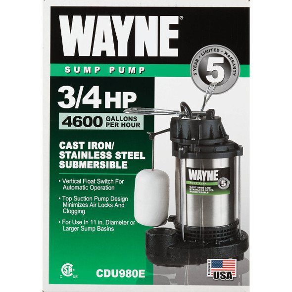 Wayne 3-4 HP 115V Submersible Sump Pump CDU980E 406000
