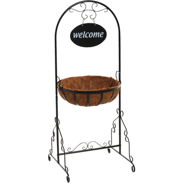 Best Garden Black Rust Resistant Steel 43 In. H. Welcome Plant Stand FP1110