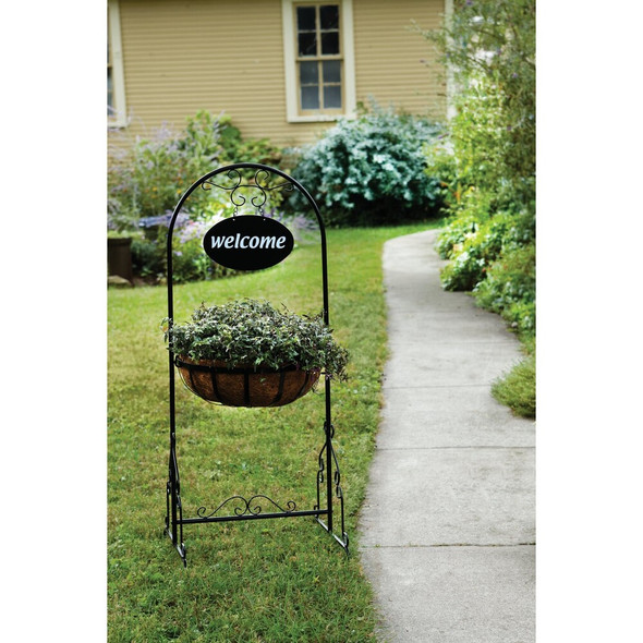 Best Garden Black Rust Resistant Steel 43 In. H. Welcome Plant Stand FP1110 706933