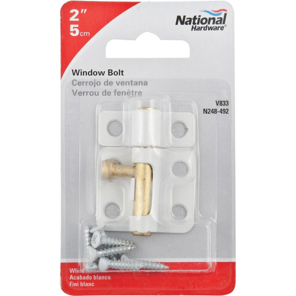 National Hardware 2 In. White Cellar Window Barrel Bolt N248-492 206182
