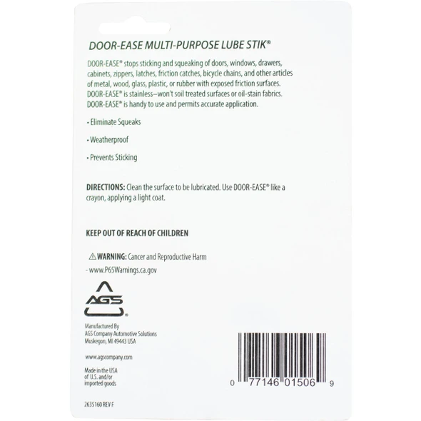AGS Door-Ease 1.6 Oz. Tube Multi-Purpose Lubricant DEK-3H 576328