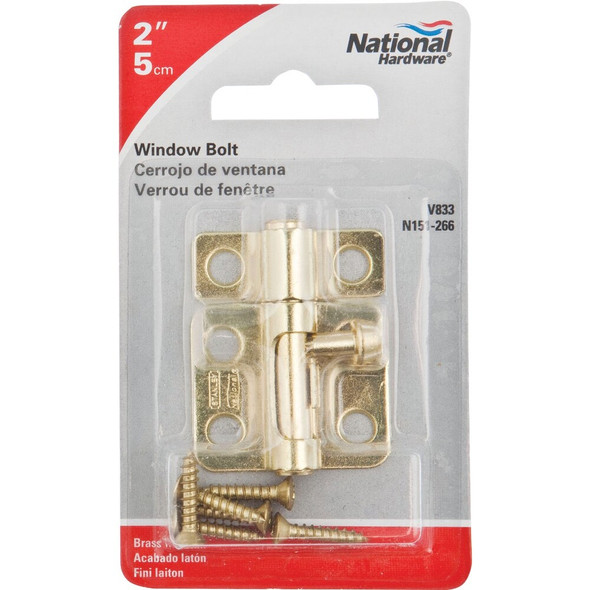 National Hardware 2 In. Satin Brass Cellar Window Barrel Bolt N151-266 217027
