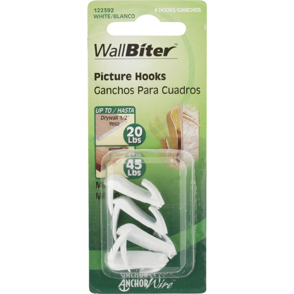 Hillman Anchor Wire 20 Lb. Capacity Wallbiter Picture Hanger (4 Count) 122392 240260