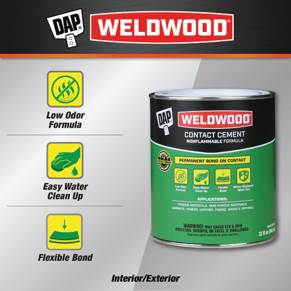 DAP Weldwood Qt. Nonflammable Contact Cement 7079825332 270105