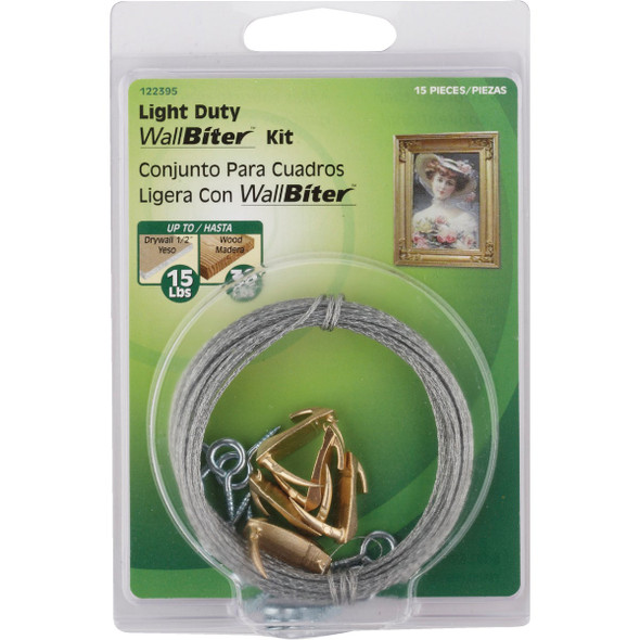 Hillman Anchor Wire 15 Lb. Capacity Wallbiter Picture Hanging Kit