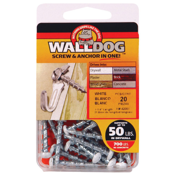 Hillman Borefast 1-1-2 In. White  Anchor & Screw in One (20-Count) 377625 738767