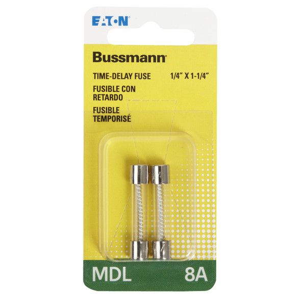 Bussmann 8A MDL Glass Tube Electronic Fuse (2-Pack)