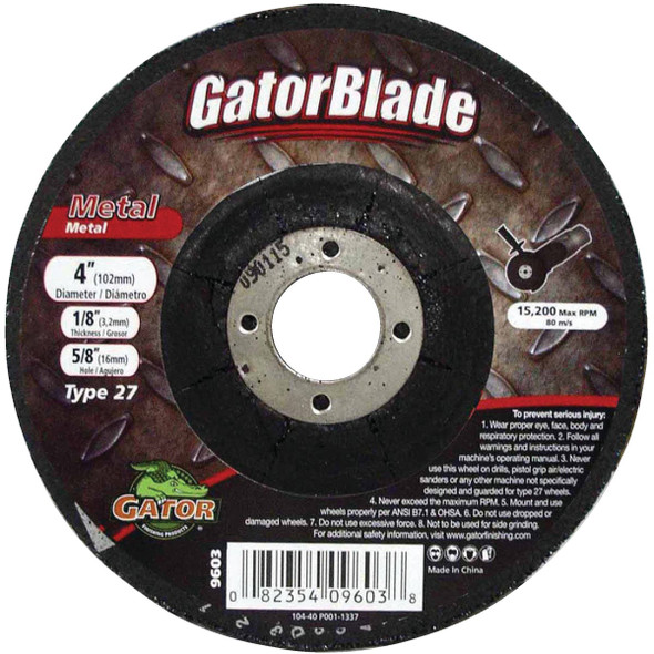 Gator Blade Type 27 4 In. x 1/8 In. x 5/8 In. Metal Cut-Off Wheel 9603 Gator Blade Type 27 4 In. x 1/8 In. x 5/8 In. Metal Cut-Off Wheel 9603