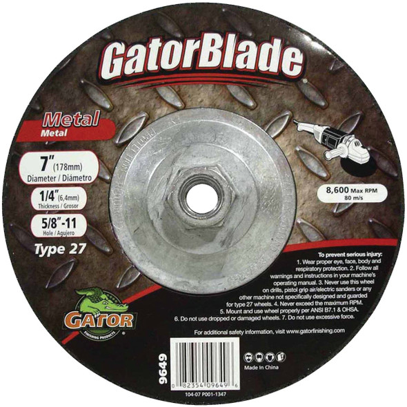 Gator Blade Type 27 7 In. x 1/4 In. x 5/8 In.-11 Metal Cut-Off Wheel 9649
