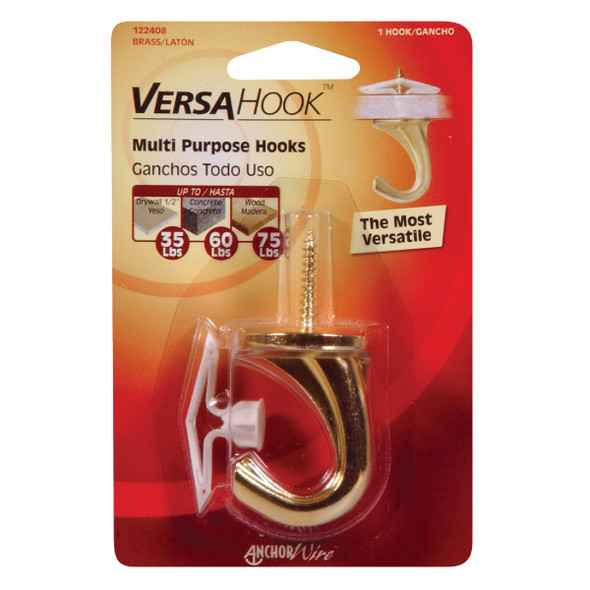 Hillman Anchor Wire Versa Large, 1 Hook & 1 Anchor Brass Nylon Swag Hook 122408 738712
