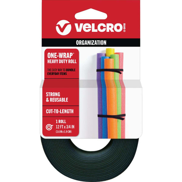 VELCRO Brand One-Wrap 3/4 In. x 12 Ft. Black Multi-Use Hook & Loop Roll 90340