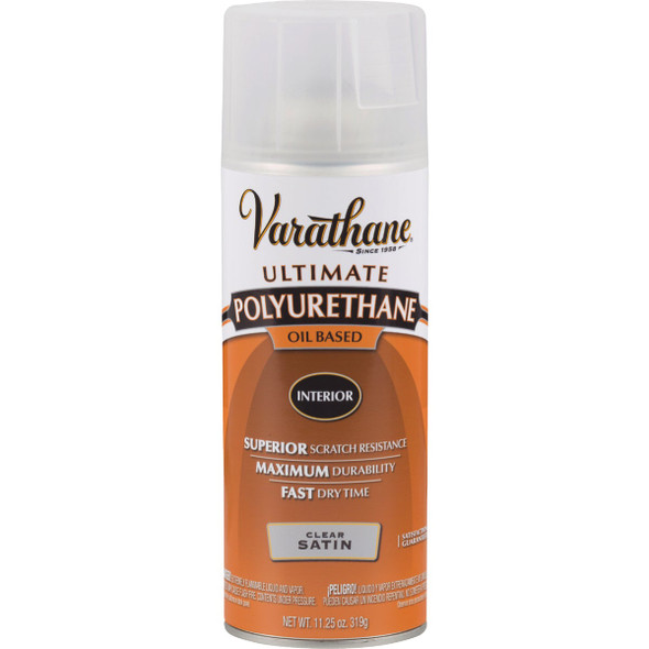 Varathane Satin Clear Interior Spray Polyurethane, 11.25 Oz. Varathane Satin Clear Interior Spray Polyurethane, 11.25 Oz.