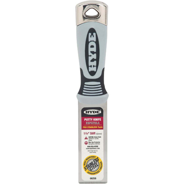 Hyde Pro Stainless Series 1-1/4 In. Extra Heavy Duty Stiff Putty Knife 06258