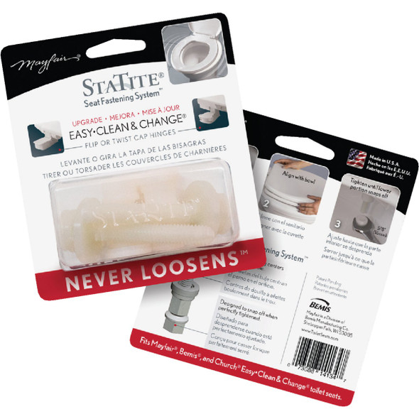 Bemis Mayfair 3/4" x 2-1/2" Nylon Toilet Seat Bolt, Includes Nuts and Washers