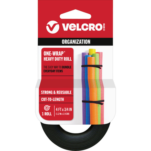 VELCRO Brand One-Wrap 3/4 In. x 4 Ft. Black Multi-Use Hook & Loop Roll 90302
