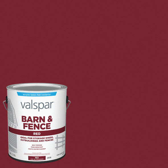 Valspar Latex Paint & Primer In One Flat Barn & Fence Paint, Red, 1 Gal.