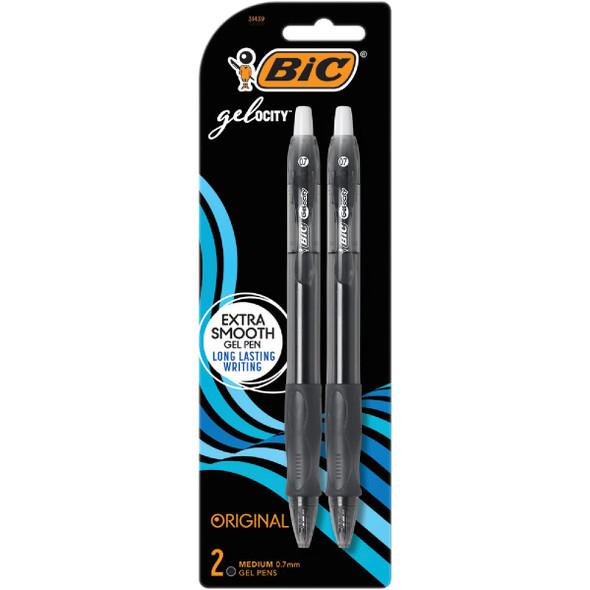 Bic Velocity Gel Medium Point Black Retractable Pen (2-Pack) RLCP21-BLK