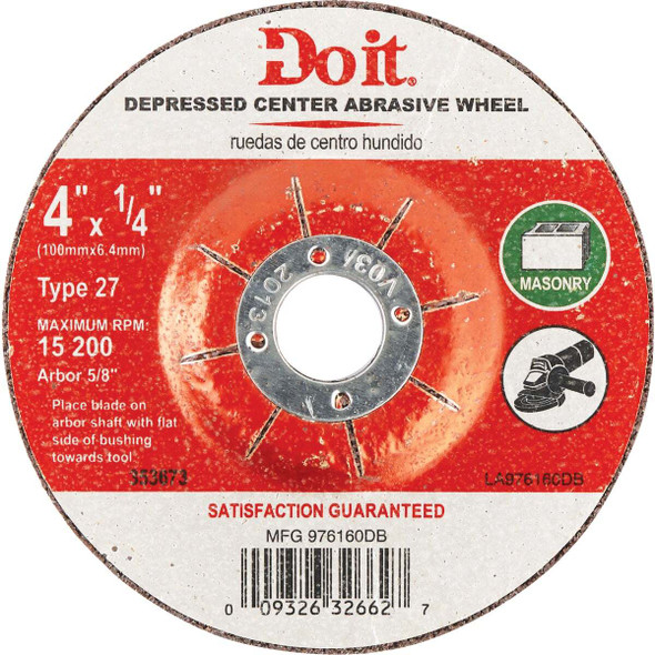 Do it Type 27 4 In. x 1/4 In. x 5/8 In. Masonry Cut-Off Wheel 976160DB