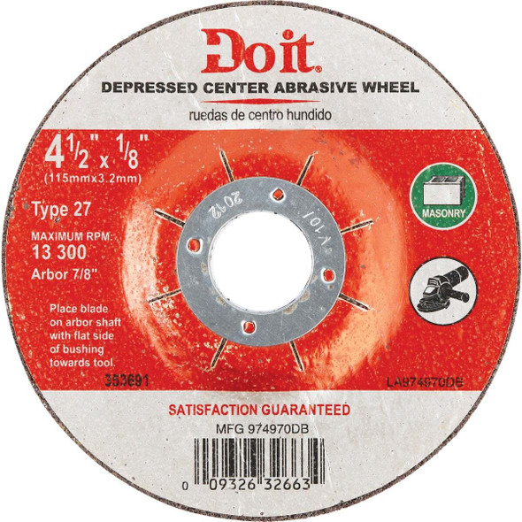 Do it Type 27 4-1/2 In. x 1/8 In. x 7/8 In. Masonry Cut-Off Wheel 974970DB