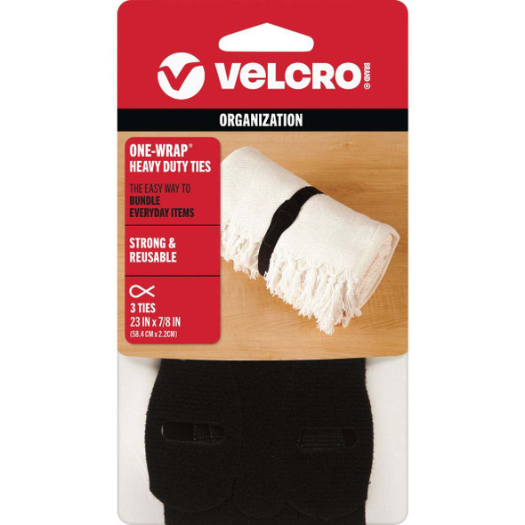 VELCRO Brand One-Wrap 7/8 In. x 23 In. Black Hook & Loop Tie (3 Ct.) 90700