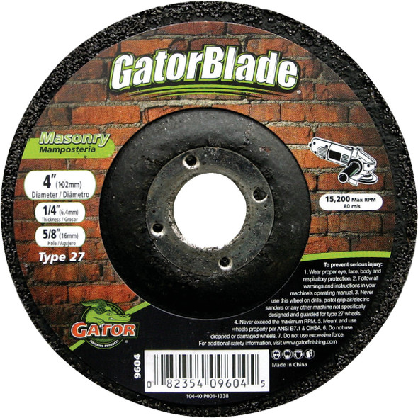 Gator Blade Type 27 4 In. x 1/4 In. x 5/8 In. Masonry Cut-Off Wheel 9604