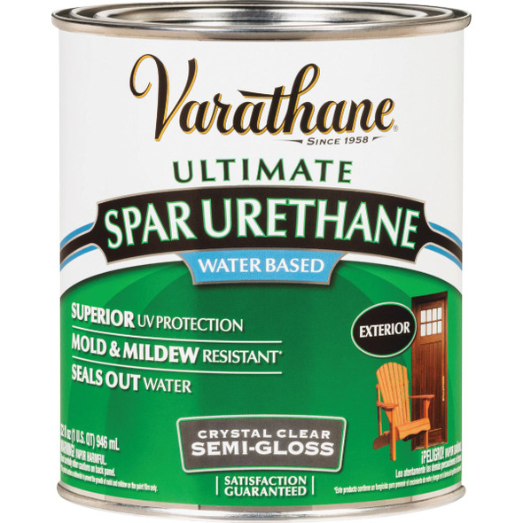 Varathane Semi-Gloss Clear Water Based Exterior Spar Urethane, 1 Qt.
