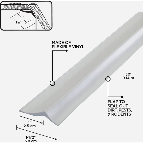 M-D Building Products 30 Ft. White Vinyl Garage Door Top and Sides Seal