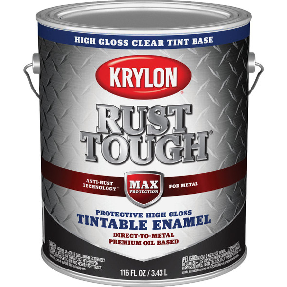Krylon Rust Tough DTM Oil-Based Gloss Rust Control Enamel, Clear Base, 1 Gal.